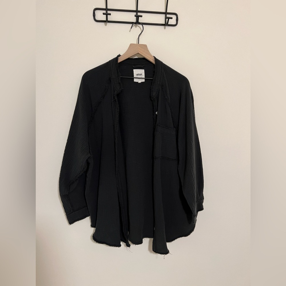 Aerie Oversized Distressed Button Up Shirt
